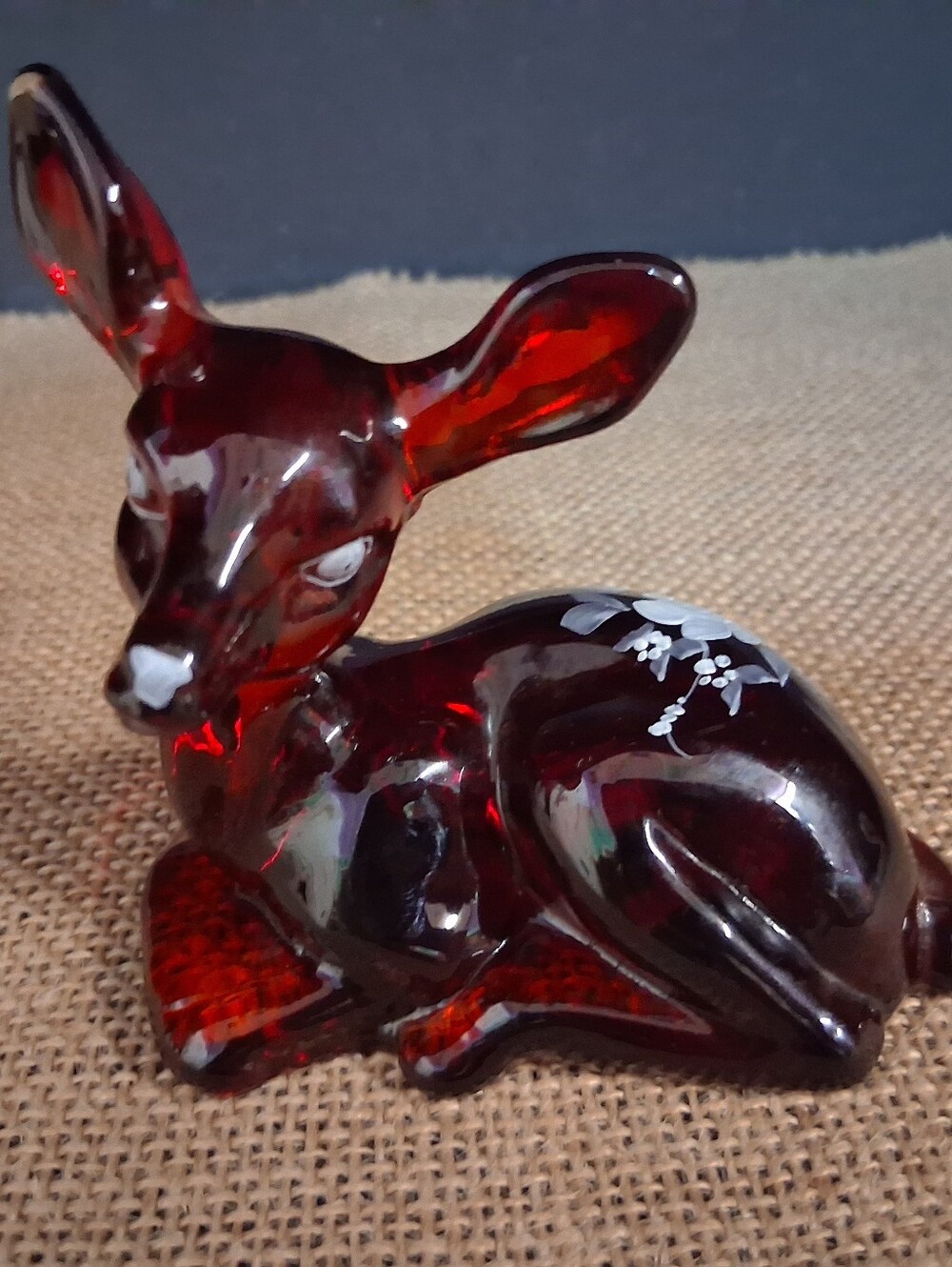 Fenton Hand Painted Signed Red Fawn Deer